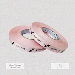 Fitas Personalizadas 20 mm Rosa Bebê Impressão Preta 2 Rolos